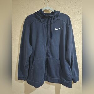 Nike Full Zip Hoodie Jacket, Navy Blue, Size XL